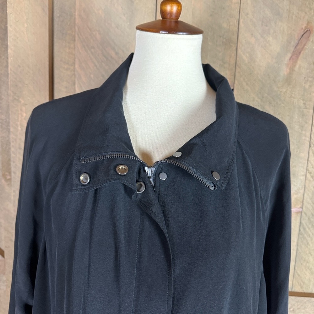 Eileen Fisher black crepe de chine silk bomber jacket Size XL - Picture 8 of 13